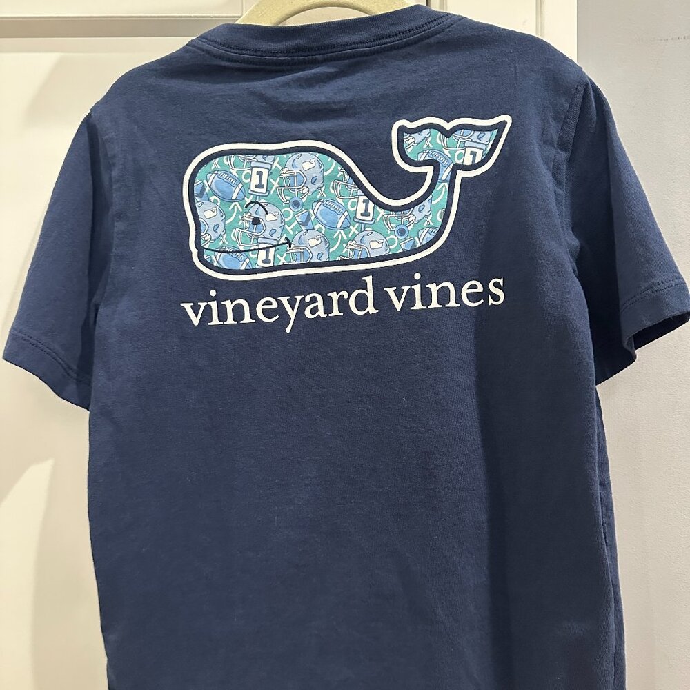 Vineyard Vines Navy Short Sleeve Tee with Blue/Teal Whale Logo
